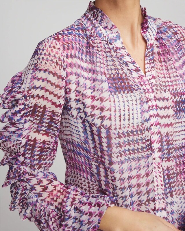 Gingham-Print Georgette Blouse - image 4
